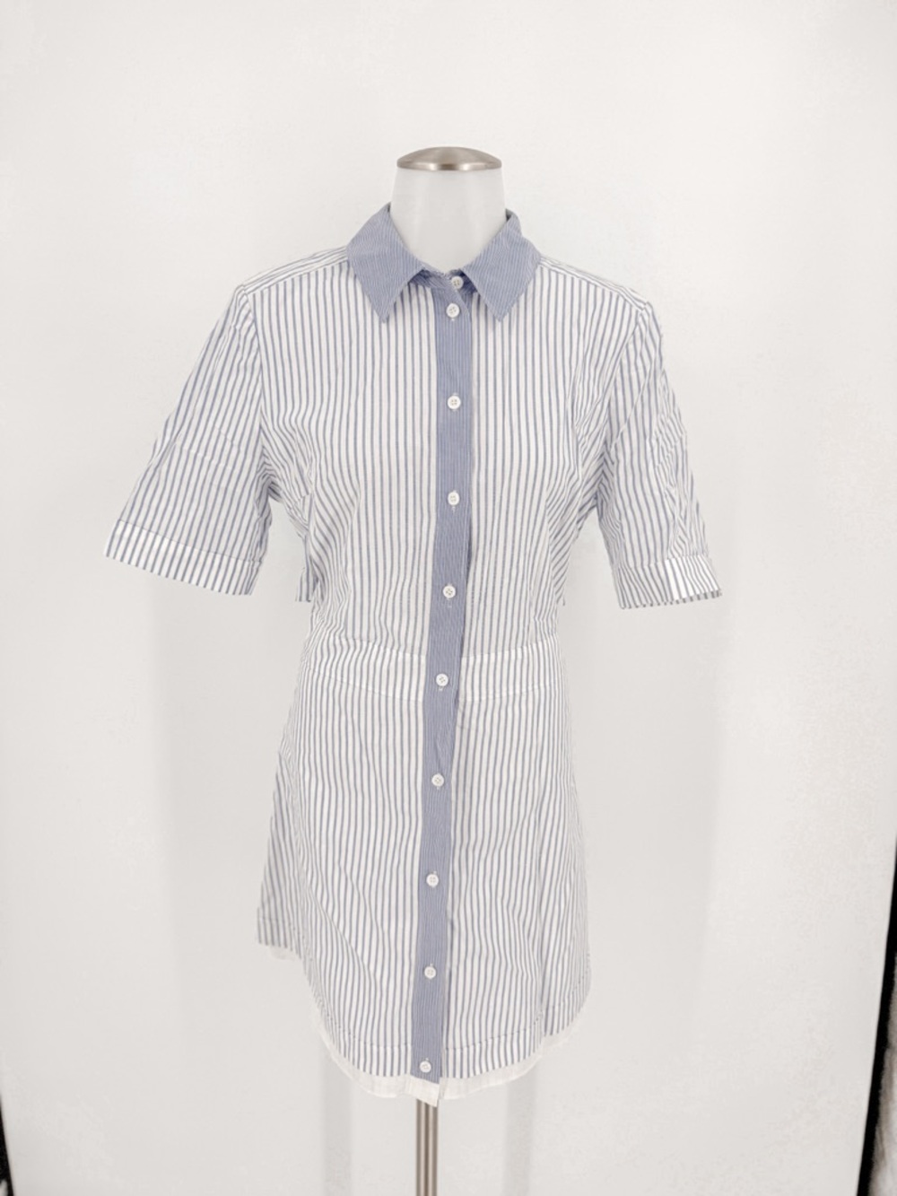 Veronica Beard Blue and White Striped Shirt Dress - Picture 2 of 6